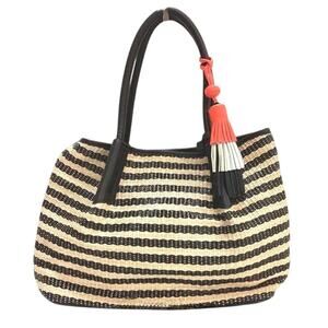 Vince Camuto Harlo Leather Striped Woven Travel Tote Bag